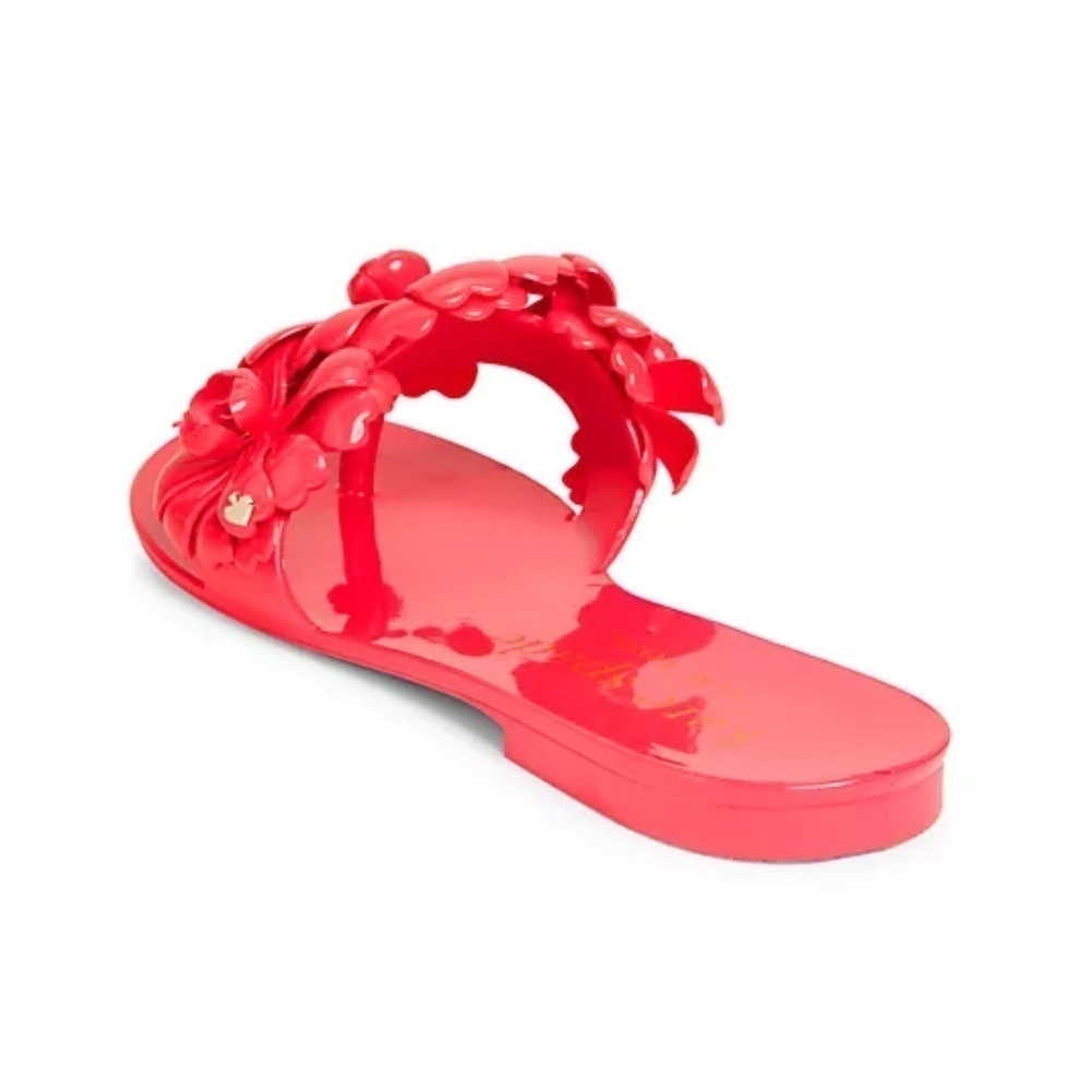 kate spade new york::Jaylee Floral Gold Logo Jelly Sandals::Ponderosa Red::NIB:: - Picture 4 of 10
